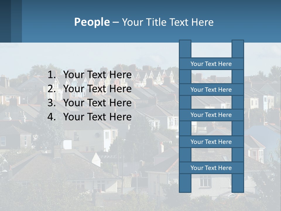 A Large Group Of Houses With A Blue Sign In Front Of Them PowerPoint Template