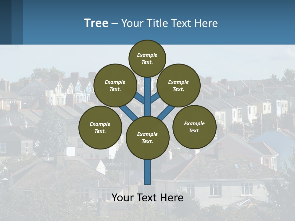 A Large Group Of Houses With A Blue Sign In Front Of Them PowerPoint Template