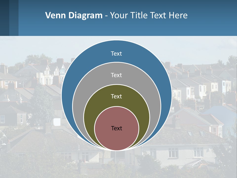 A Large Group Of Houses With A Blue Sign In Front Of Them PowerPoint Template