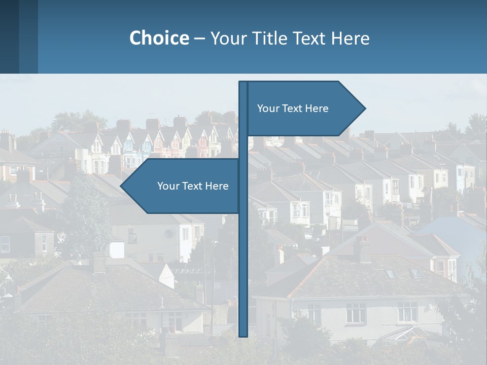 A Large Group Of Houses With A Blue Sign In Front Of Them PowerPoint Template