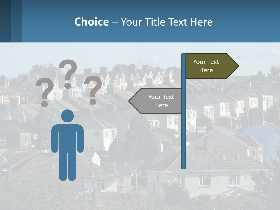 A Large Group Of Houses With A Blue Sign In Front Of Them PowerPoint Template