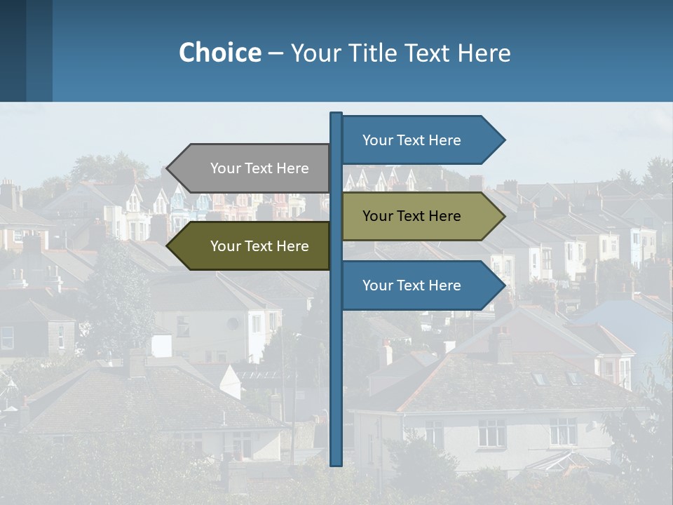 A Large Group Of Houses With A Blue Sign In Front Of Them PowerPoint Template