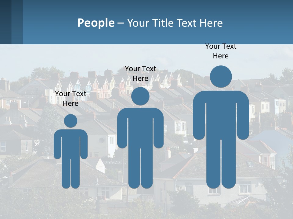 A Large Group Of Houses With A Blue Sign In Front Of Them PowerPoint Template
