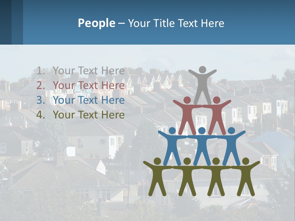 A Large Group Of Houses With A Blue Sign In Front Of Them PowerPoint Template