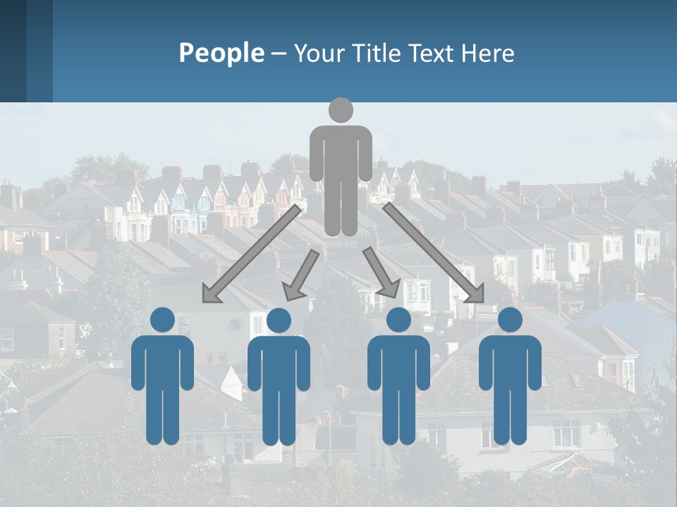 A Large Group Of Houses With A Blue Sign In Front Of Them PowerPoint Template