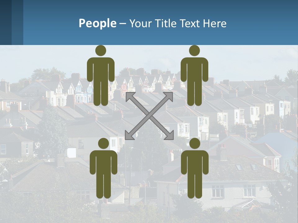 A Large Group Of Houses With A Blue Sign In Front Of Them PowerPoint Template