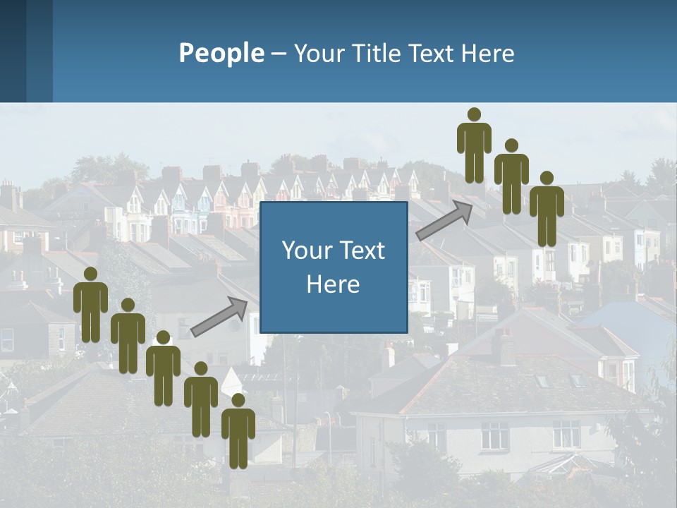 A Large Group Of Houses With A Blue Sign In Front Of Them PowerPoint Template