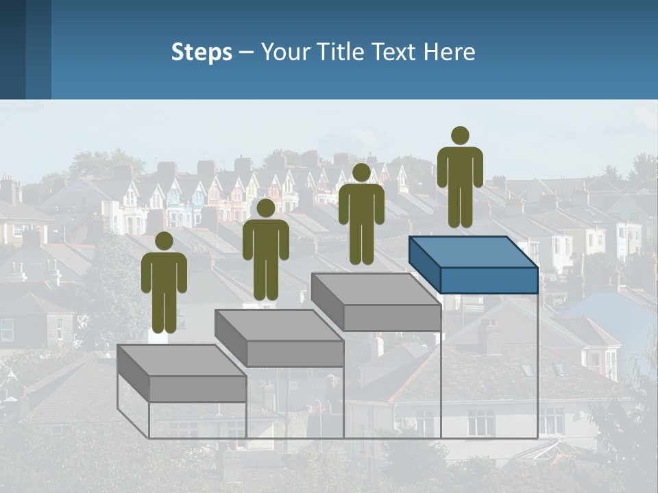 A Large Group Of Houses With A Blue Sign In Front Of Them PowerPoint Template