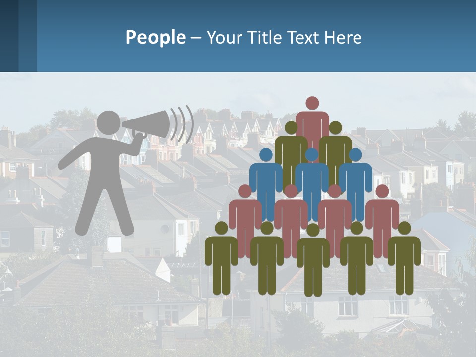 A Large Group Of Houses With A Blue Sign In Front Of Them PowerPoint Template
