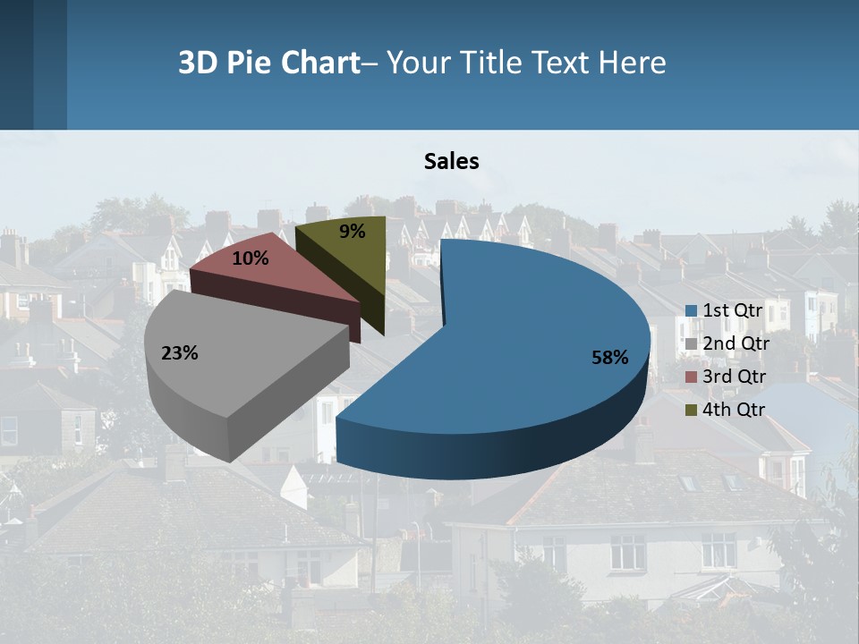 A Large Group Of Houses With A Blue Sign In Front Of Them PowerPoint Template