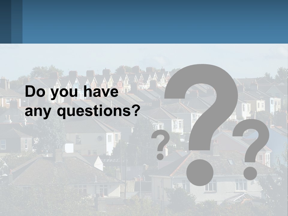 A Large Group Of Houses With A Blue Sign In Front Of Them PowerPoint Template