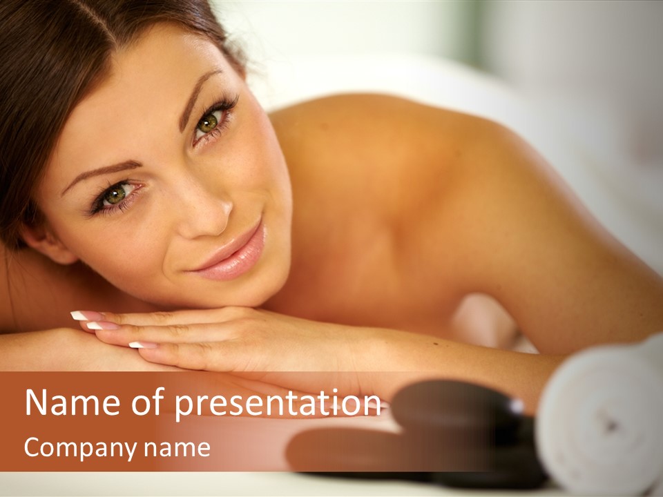 A Beautiful Woman Laying On Top Of A Bed PowerPoint Template