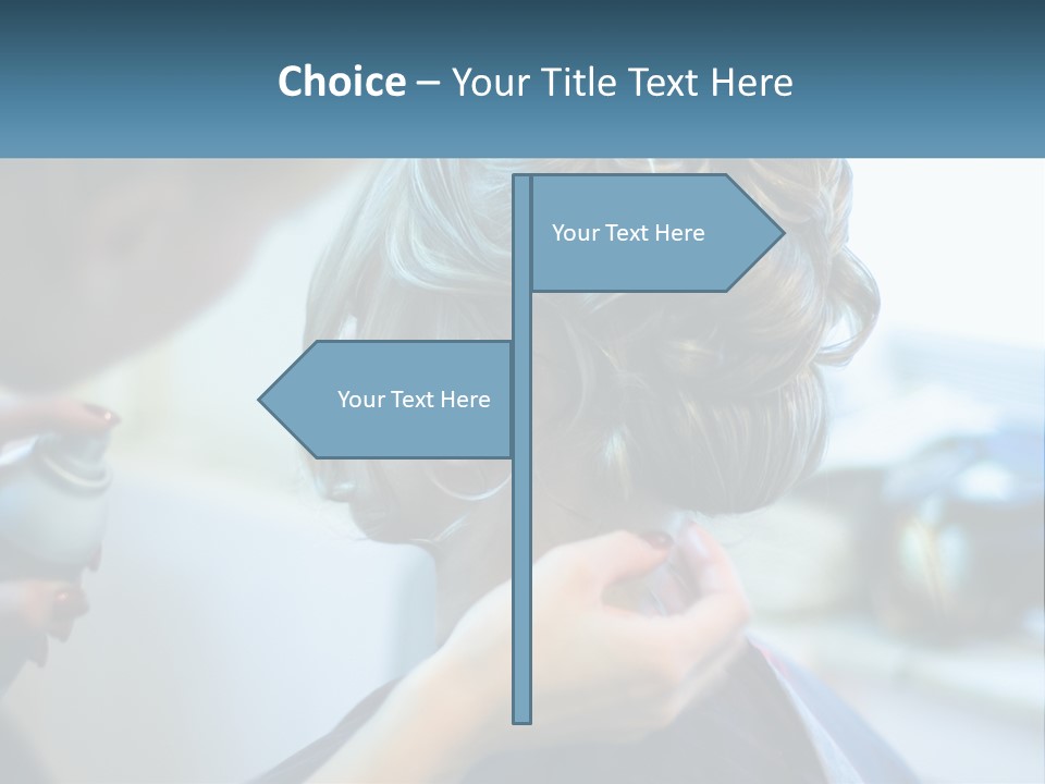 A Woman Getting Her Hair Styled By A Professional Hair Stylist PowerPoint Template