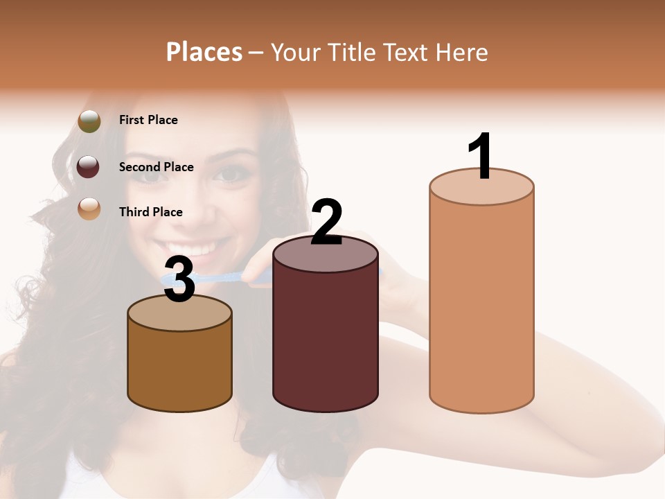 A Woman Brushing Her Teeth With A Blue Toothbrush PowerPoint Template