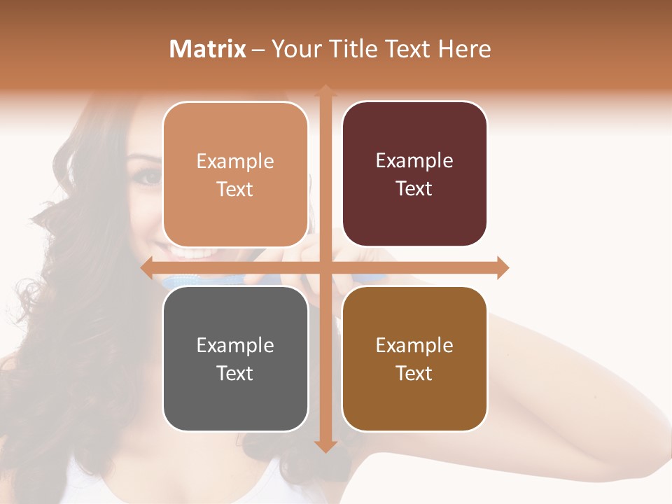 A Woman Brushing Her Teeth With A Blue Toothbrush PowerPoint Template