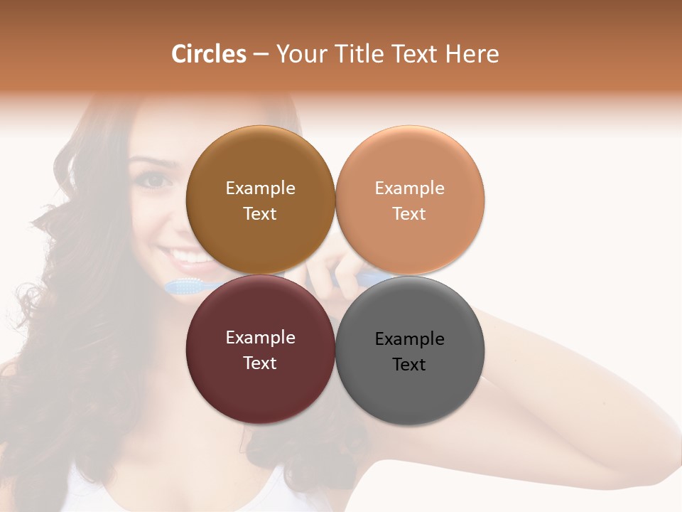 A Woman Brushing Her Teeth With A Blue Toothbrush PowerPoint Template