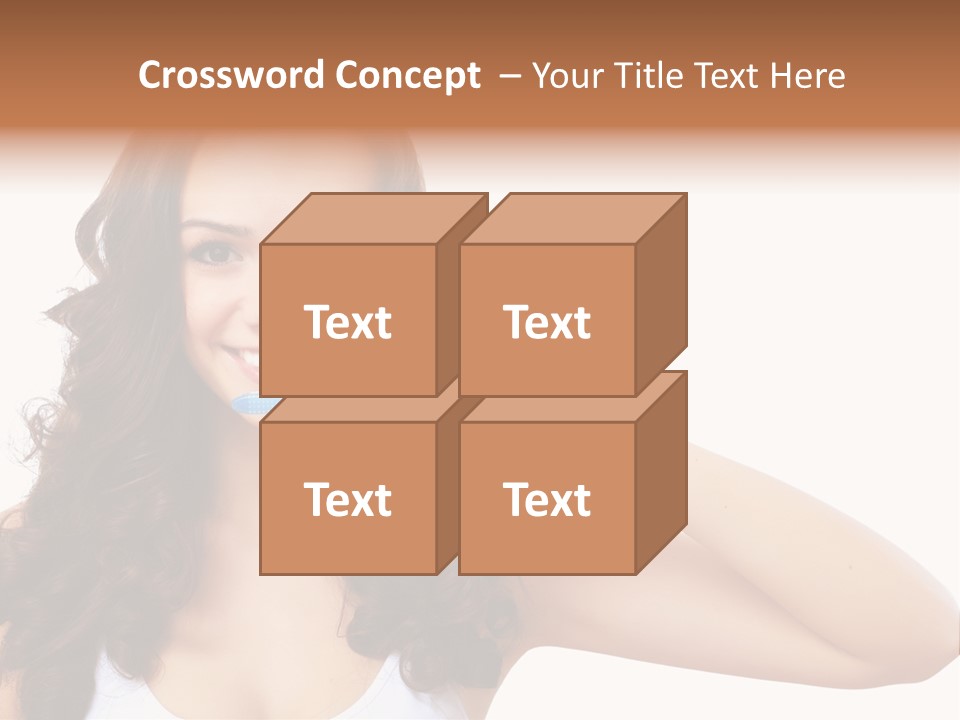 A Woman Brushing Her Teeth With A Blue Toothbrush PowerPoint Template