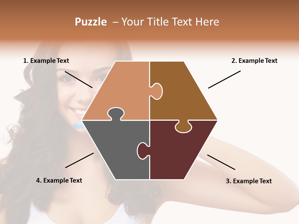 A Woman Brushing Her Teeth With A Blue Toothbrush PowerPoint Template