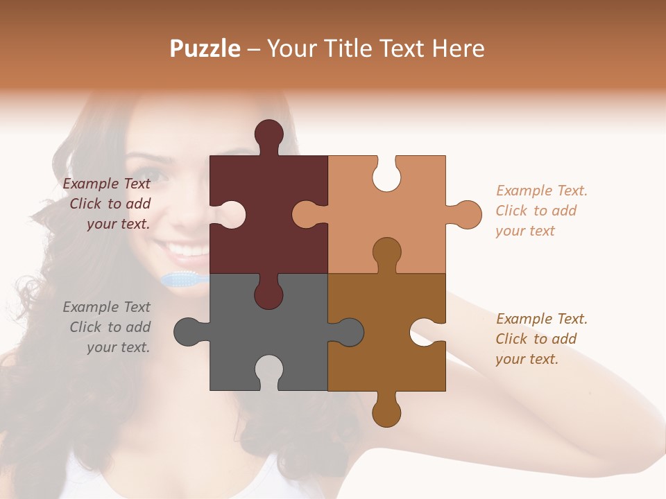 A Woman Brushing Her Teeth With A Blue Toothbrush PowerPoint Template