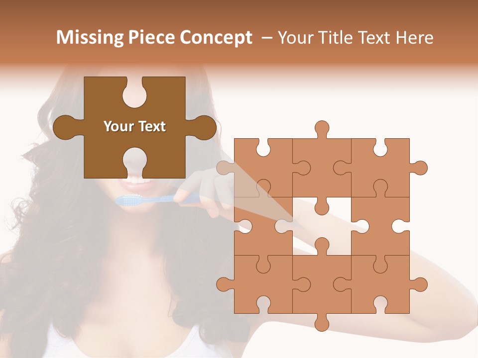 A Woman Brushing Her Teeth With A Blue Toothbrush PowerPoint Template