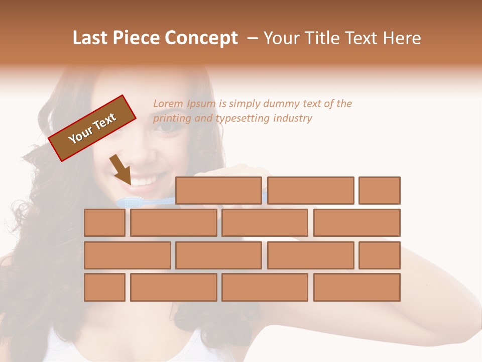 A Woman Brushing Her Teeth With A Blue Toothbrush PowerPoint Template