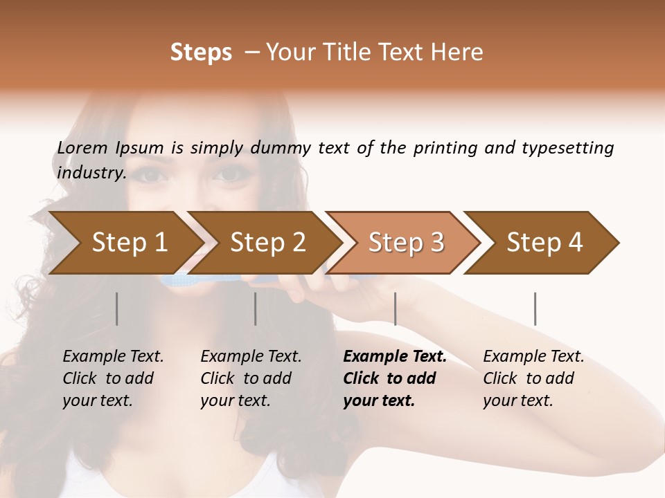 A Woman Brushing Her Teeth With A Blue Toothbrush PowerPoint Template