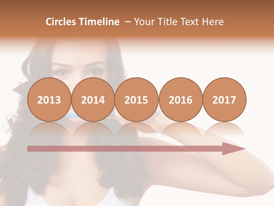 A Woman Brushing Her Teeth With A Blue Toothbrush PowerPoint Template