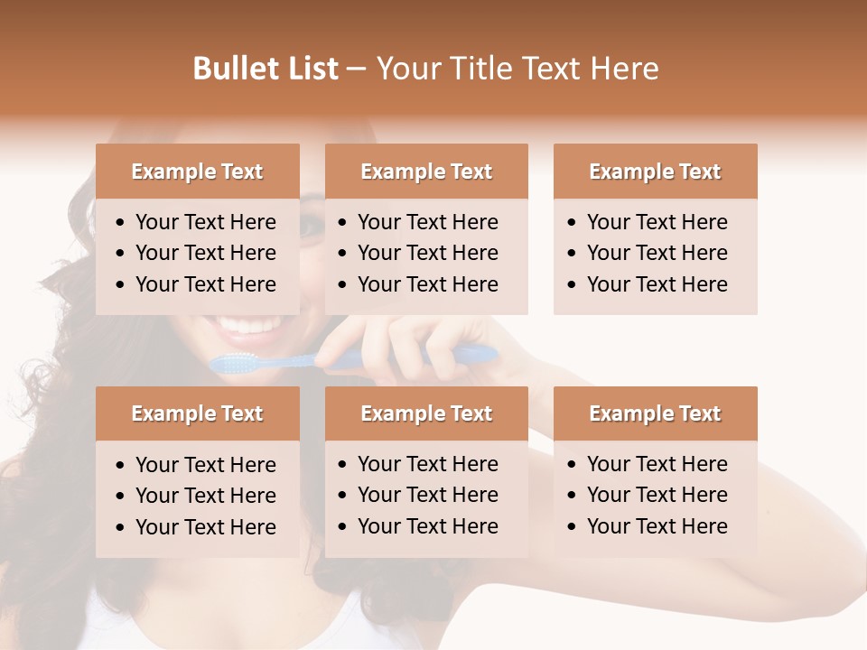 A Woman Brushing Her Teeth With A Blue Toothbrush PowerPoint Template