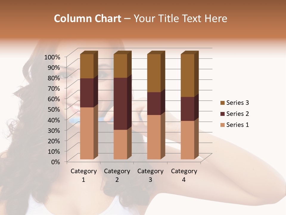 A Woman Brushing Her Teeth With A Blue Toothbrush PowerPoint Template