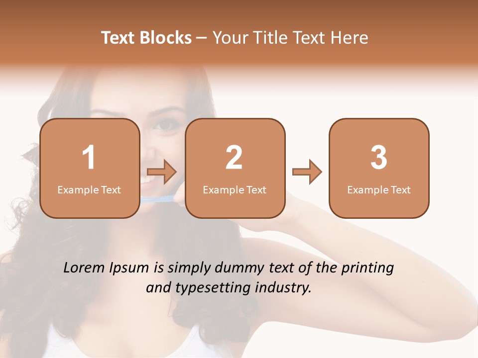 A Woman Brushing Her Teeth With A Blue Toothbrush PowerPoint Template