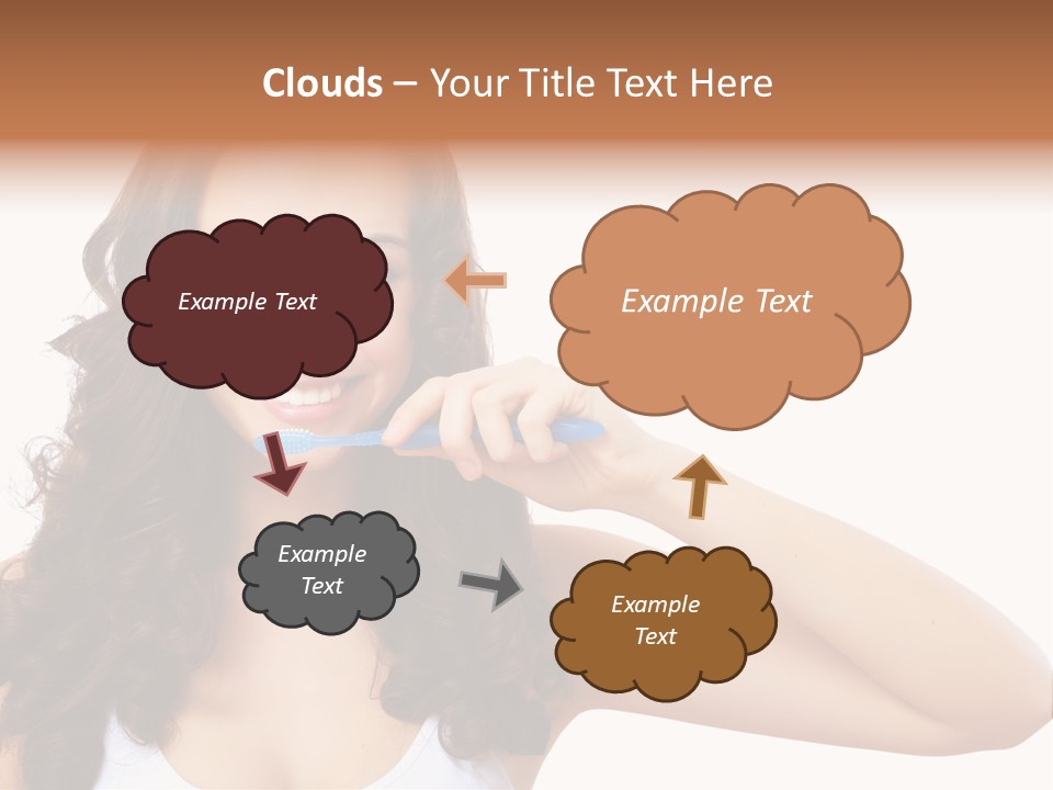 A Woman Brushing Her Teeth With A Blue Toothbrush PowerPoint Template