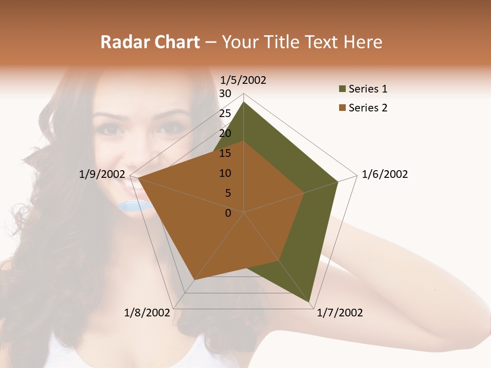 A Woman Brushing Her Teeth With A Blue Toothbrush PowerPoint Template