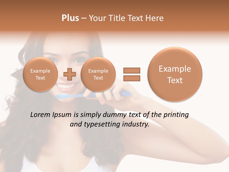 A Woman Brushing Her Teeth With A Blue Toothbrush PowerPoint Template