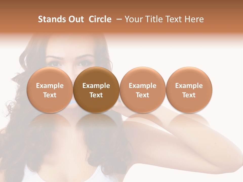 A Woman Brushing Her Teeth With A Blue Toothbrush PowerPoint Template