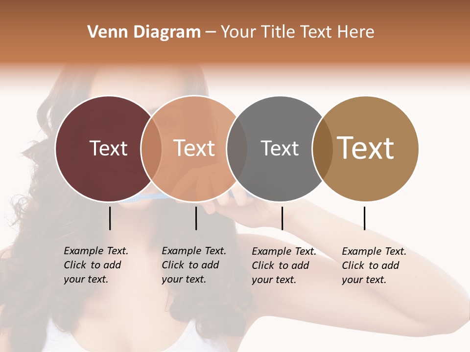 A Woman Brushing Her Teeth With A Blue Toothbrush PowerPoint Template