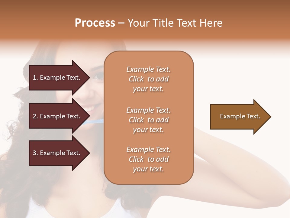 A Woman Brushing Her Teeth With A Blue Toothbrush PowerPoint Template