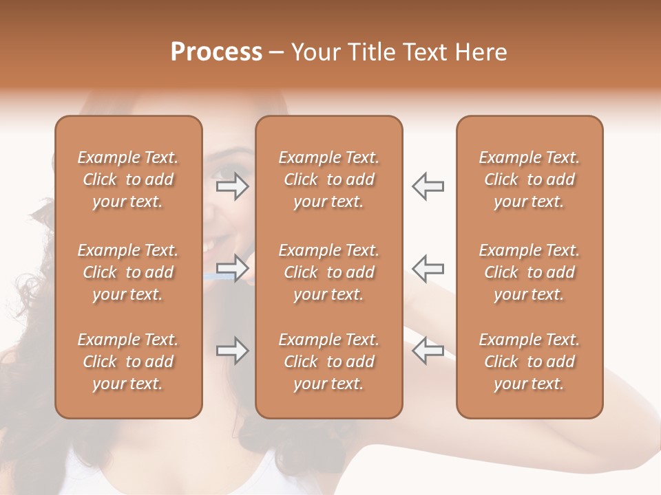 A Woman Brushing Her Teeth With A Blue Toothbrush PowerPoint Template