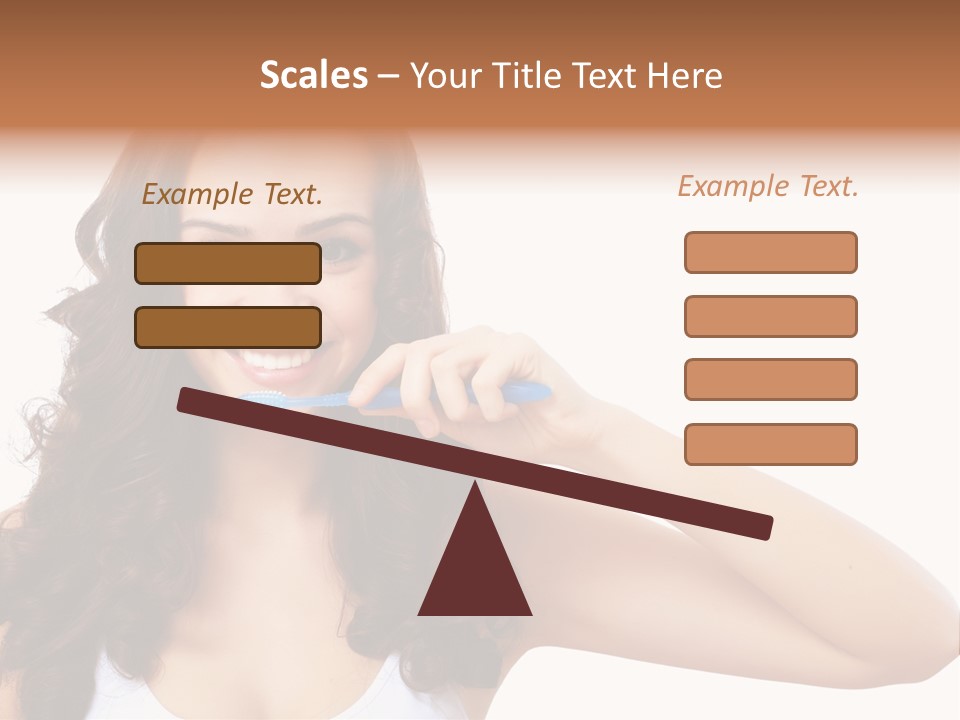 A Woman Brushing Her Teeth With A Blue Toothbrush PowerPoint Template