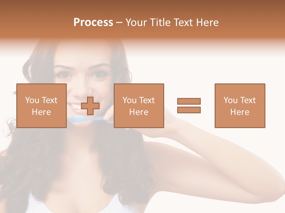 A Woman Brushing Her Teeth With A Blue Toothbrush PowerPoint Template