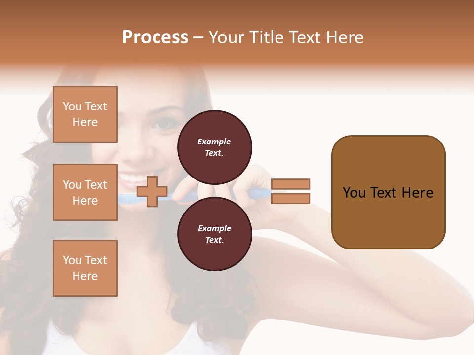 A Woman Brushing Her Teeth With A Blue Toothbrush PowerPoint Template