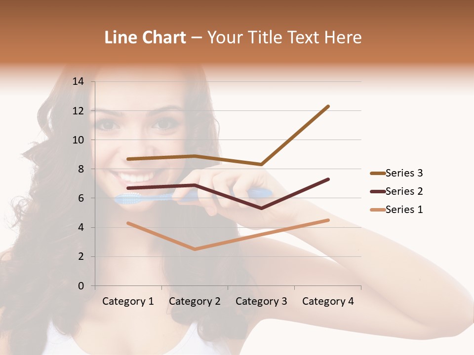 A Woman Brushing Her Teeth With A Blue Toothbrush PowerPoint Template