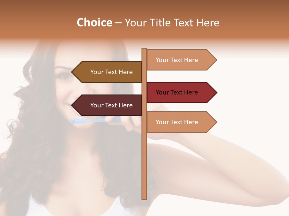 A Woman Brushing Her Teeth With A Blue Toothbrush PowerPoint Template