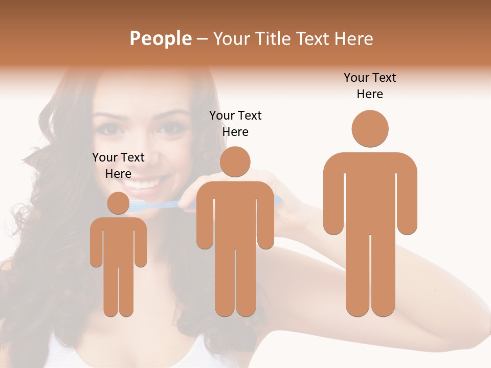 A Woman Brushing Her Teeth With A Blue Toothbrush PowerPoint Template