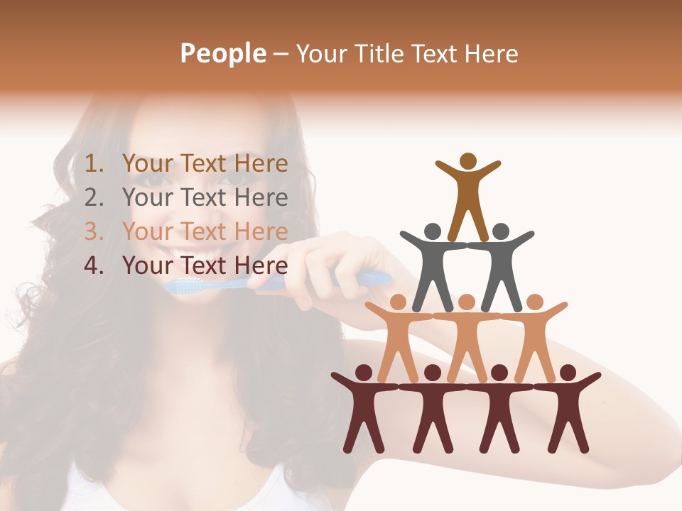 A Woman Brushing Her Teeth With A Blue Toothbrush PowerPoint Template