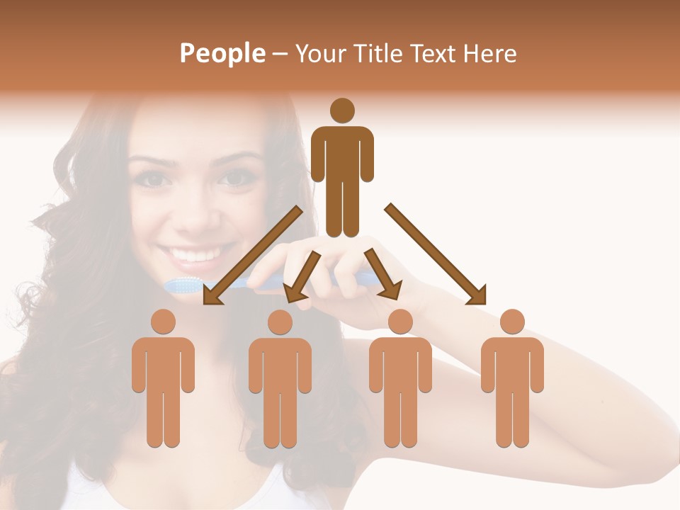 A Woman Brushing Her Teeth With A Blue Toothbrush PowerPoint Template