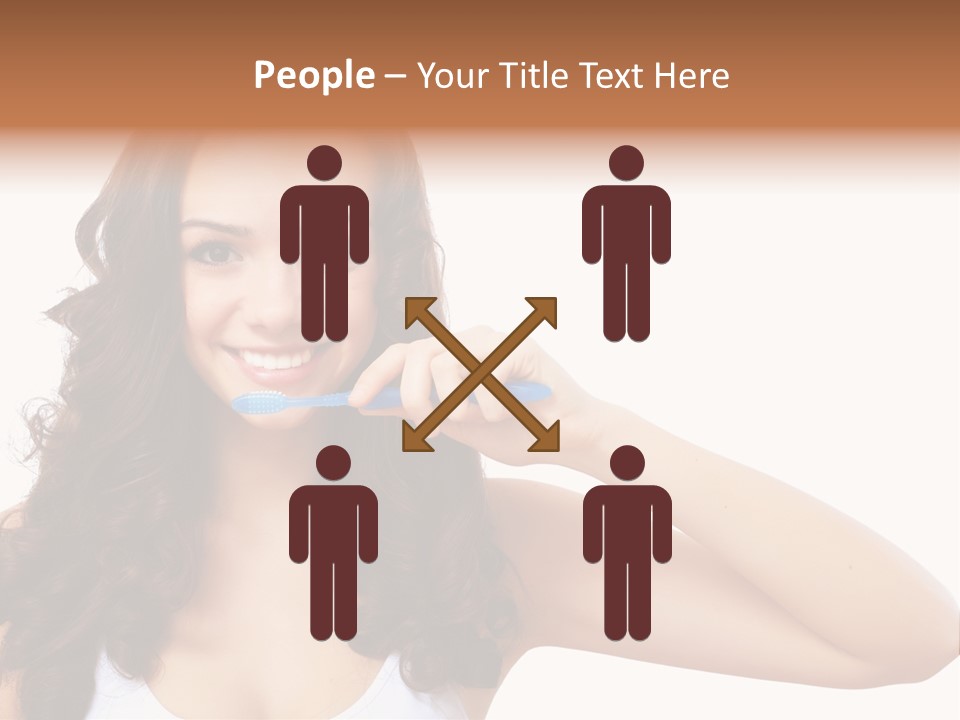 A Woman Brushing Her Teeth With A Blue Toothbrush PowerPoint Template