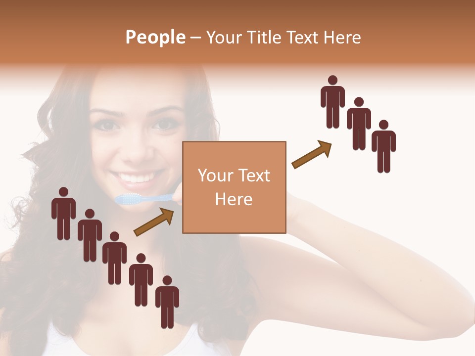 A Woman Brushing Her Teeth With A Blue Toothbrush PowerPoint Template