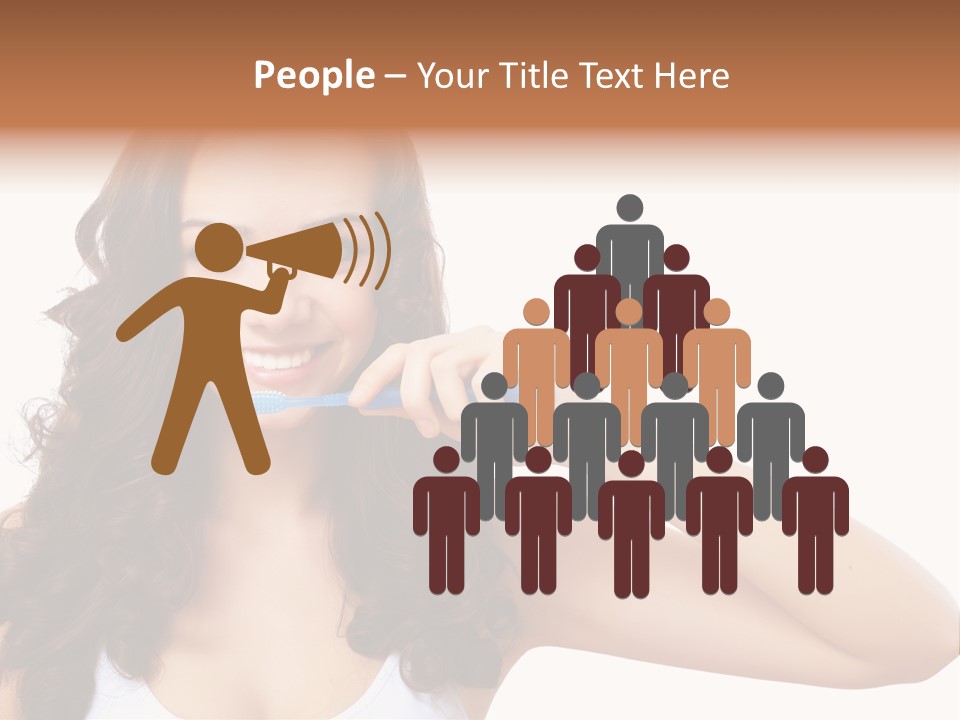 A Woman Brushing Her Teeth With A Blue Toothbrush PowerPoint Template