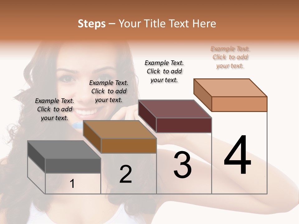 A Woman Brushing Her Teeth With A Blue Toothbrush PowerPoint Template