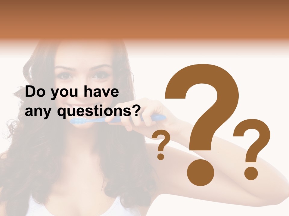 A Woman Brushing Her Teeth With A Blue Toothbrush PowerPoint Template